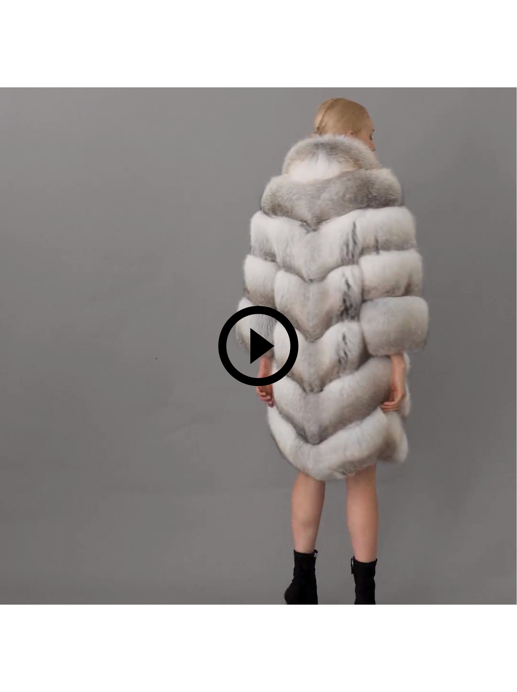 Fox Fur Coat White - Beige 
