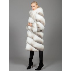 Fox Fur Coat White - Grey 