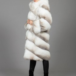Fox Fur Coat White - Grey 
