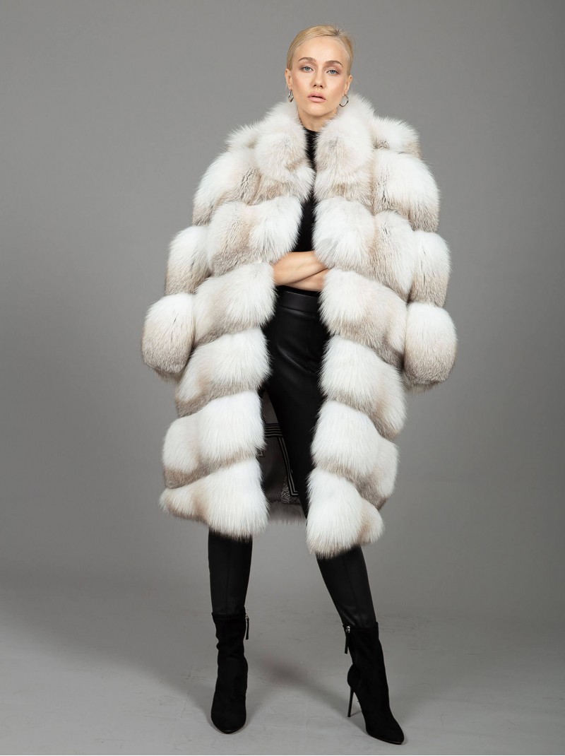 Fox Fur Coat White - Grey 