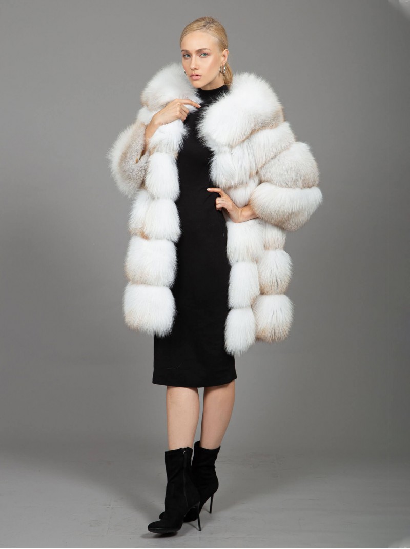 Fox Fur Coat White - Gold