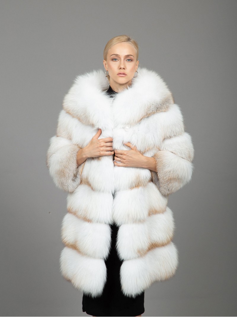 Fox Fur Coat White - Gold