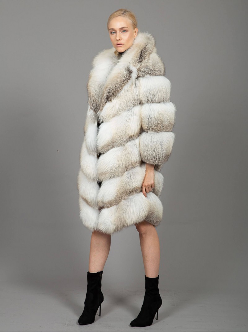 Fox Fur Coat White - Beige 