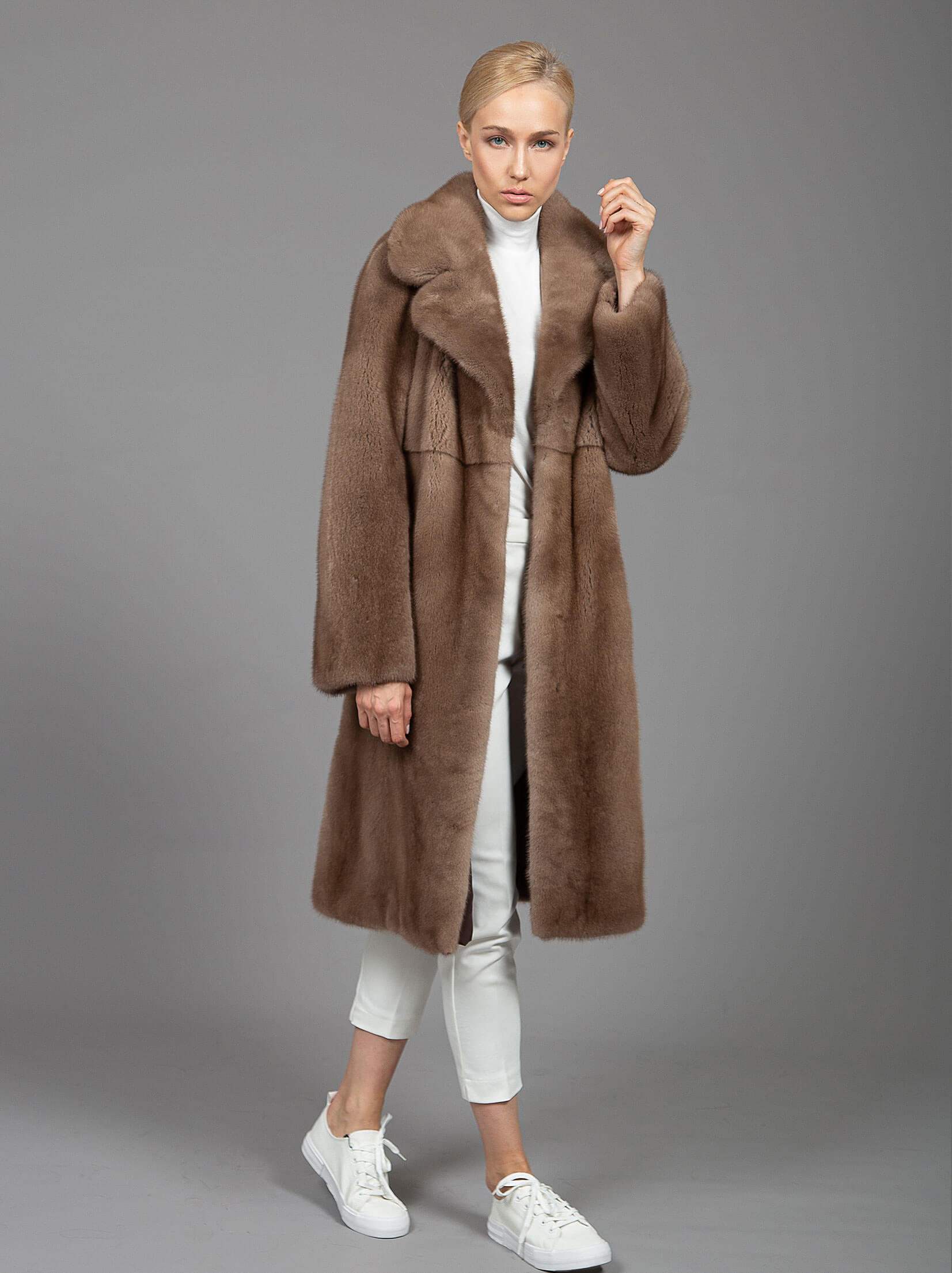 Mink Fur Coat Pastel Brown