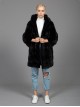 Mink Hooded Fur Coat Black