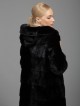 Mink Hooded Fur Coat Black