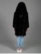 Mink Hooded Fur Coat Black