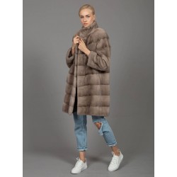 Mink Fur Coat - Dark Beige 