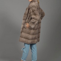 Mink Fur Coat - Dark Beige 